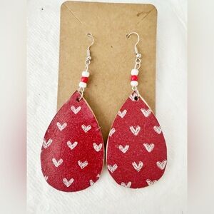 Red Heart Drop Earrings